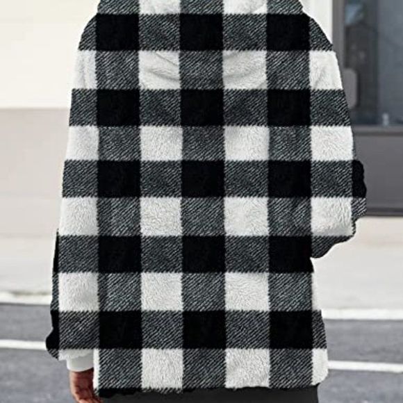 Women Casual Double Fuzzy Sweatshirt Faux Fleece Zip Pullover Hoodies - Picture 4 of 5